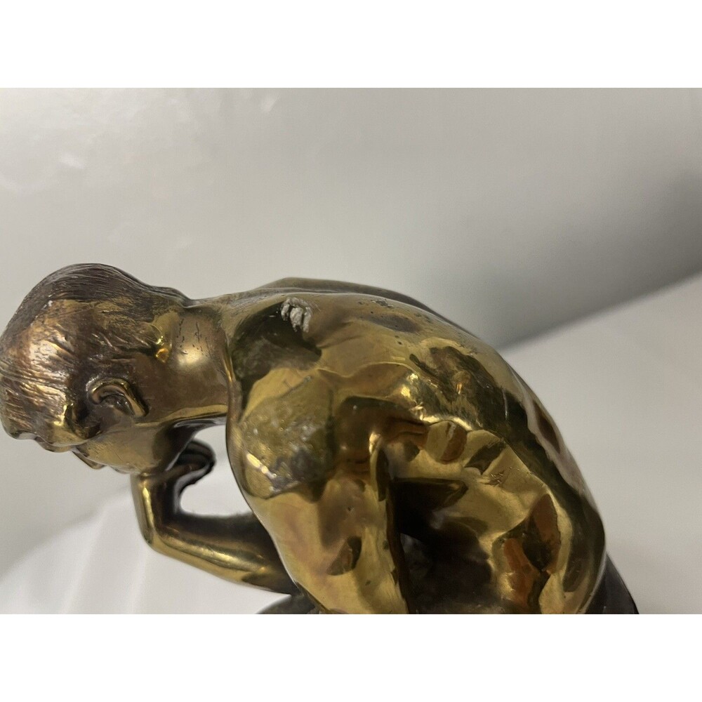 Vintage Art Thinking Man Bookends The Thinker Aguste Rodin Style Philosophy - Picture 4 of 16